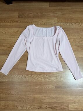 Hollister Long Sleeve Square Neck Top - Pale Pink